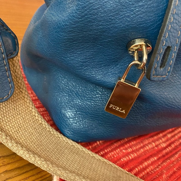 Furla teal leather satchel purse - Picture 5 of 12